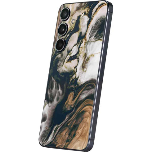 Copper and Black Marble Ink Galaxy S24 Plus Skin