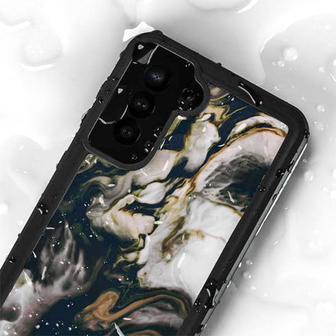 Copper and Black Marble Ink Galaxy S24 Plus Waterproof Case