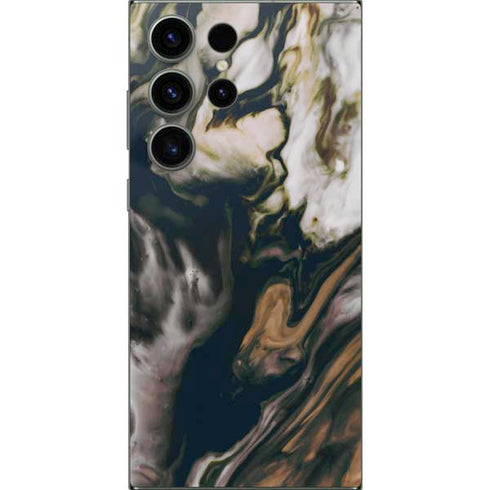 Copper and Black Marble Ink Galaxy S25 Ultra Skin
