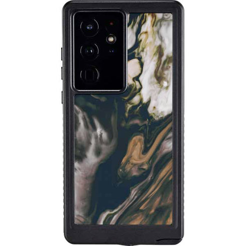 Copper and Black Marble Ink Galaxy S24 Ultra Waterproof Case
