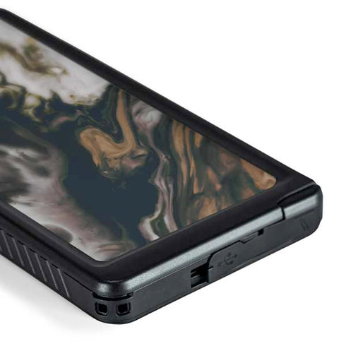 Copper and Black Marble Ink Galaxy S24 Ultra Waterproof Case