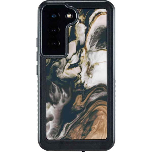 Copper and Black Marble Ink Galaxy S24 Waterproof Case