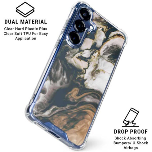Copper and Black Marble Ink Galaxy S25 Clear Case