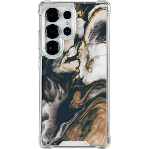 Copper and Black Marble Ink Galaxy S25 Ultra Clear Case