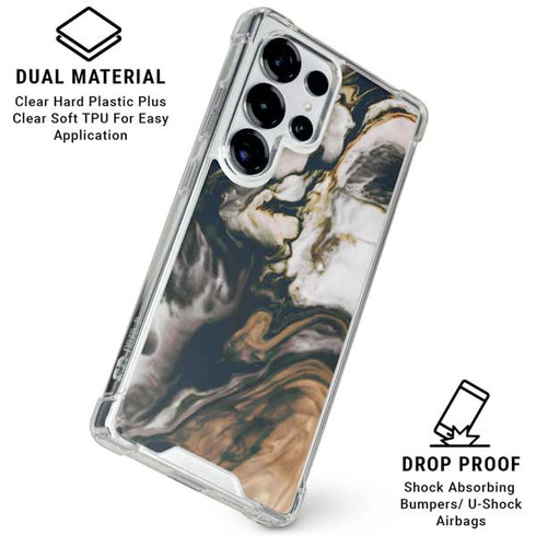 Copper and Black Marble Ink Galaxy S25 Ultra Clear Case