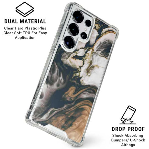 Copper and Black Marble Ink Galaxy S26 Ultra Clear Case