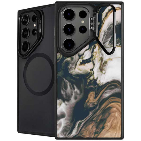 Copper and Black Marble Ink Galaxy S26 Ultra Kickstand Case