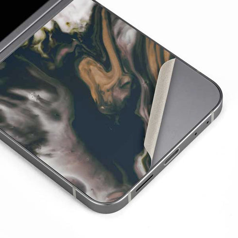 Copper and Black Marble Ink Galaxy Z Flip6 Skin