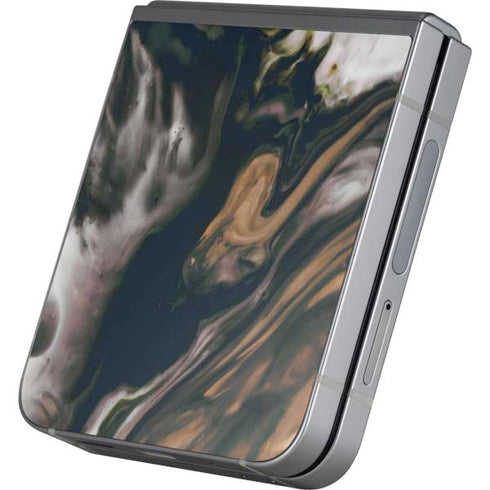 Copper and Black Marble Ink Galaxy Z Flip6 Skin