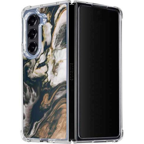 Copper and Black Marble Ink Galaxy Z Fold5 5G Clear Case