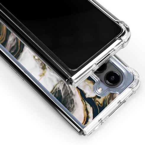 Copper and Black Marble Ink Galaxy Z Fold5 5G Clear Case