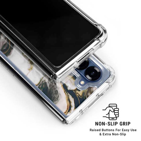 Copper and Black Marble Ink Galaxy Z Fold6 Clear Case