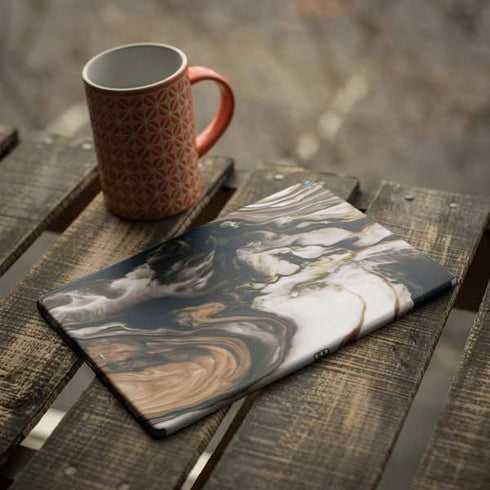 Copper and Black Marble Ink iPad Skins
