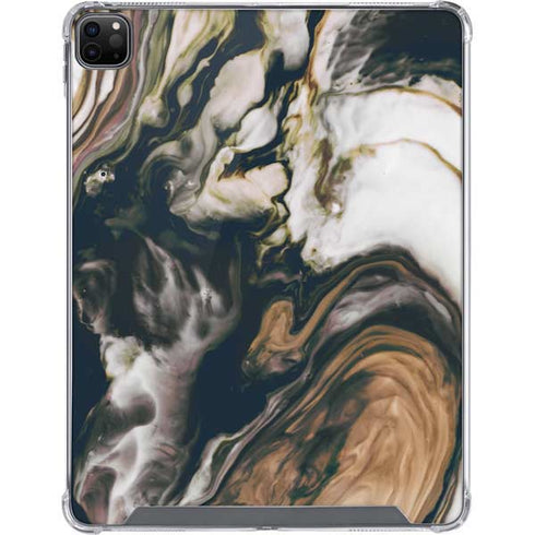 Copper and Black Marble Ink iPad Cases