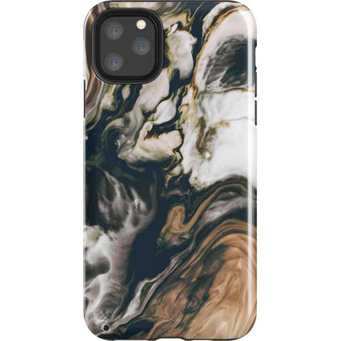Copper and Black Marble Ink iPhone Cases