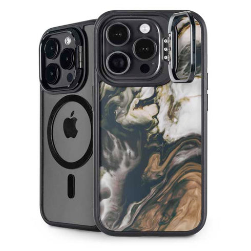 Copper and Black Marble Ink iPhone 13 Pro Kickstand Case