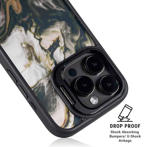 Copper and Black Marble Ink iPhone 13 Pro Kickstand Case
