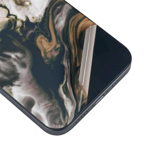 Copper and Black Marble Ink iPhone Skins