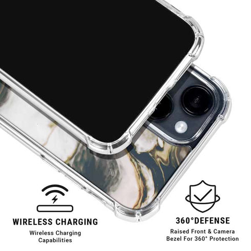Copper and Black Marble Ink iPhone 15 Clear Case