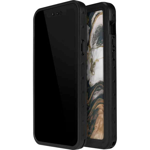 Copper and Black Marble Ink iPhone 15 Plus Waterproof Case