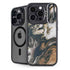 Copper and Black Marble Ink iPhone 15 Pro Kickstand Case