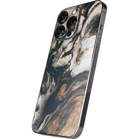 Copper and Black Marble Ink iPhone 15 Pro Max Skin