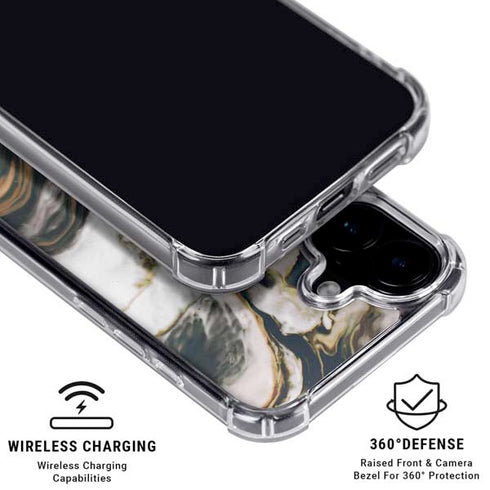 Copper and Black Marble Ink iPhone 16 Clear Case