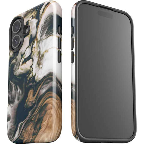 Copper and Black Marble Ink iPhone 16 Impact Case