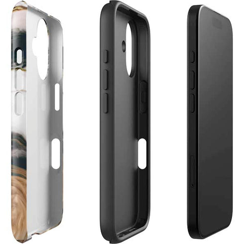 Copper and Black Marble Ink iPhone 16 Plus Impact Case