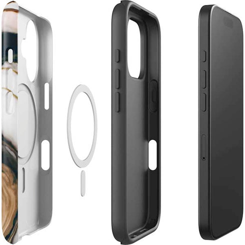 Copper and Black Marble Ink iPhone 16 Plus Magsafe Impact Case