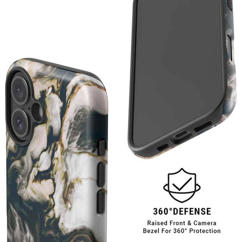 Copper and Black Marble Ink iPhone 16 Plus Magsafe Impact Case