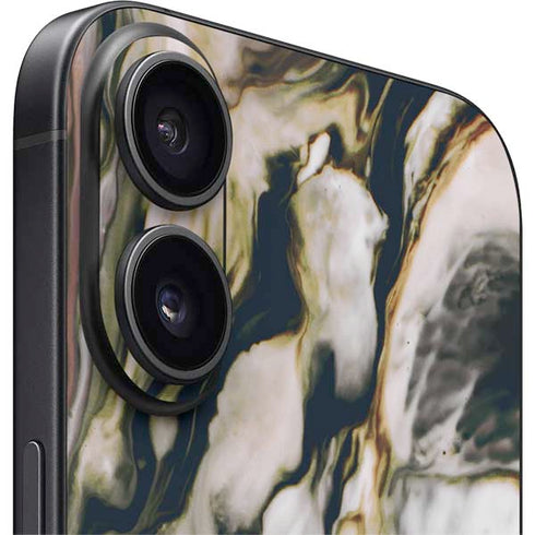 Copper and Black Marble Ink iPhone 16 Plus Skin