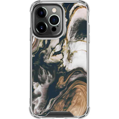 Copper and Black Marble Ink iPhone 16 Pro Clear Case