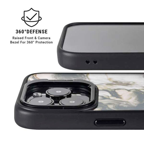 Copper and Black Marble Ink iPhone 16 Pro Kickstand Case