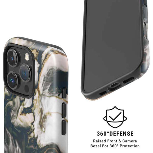 Copper and Black Marble Ink iPhone 16 Pro Magsafe Impact Case
