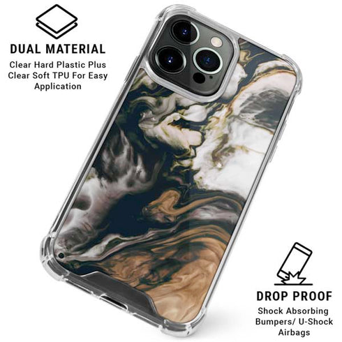 Copper and Black Marble Ink iPhone 16 Pro Max Clear Case