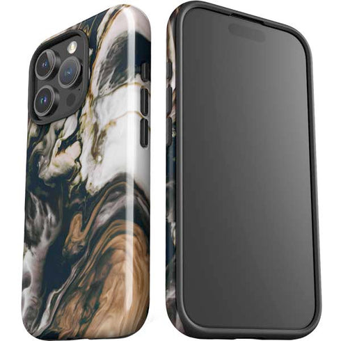Copper and Black Marble Ink iPhone 16 Pro Max Impact Case