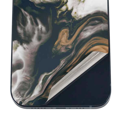 Copper and Black Marble Ink iPhone 16 Skin