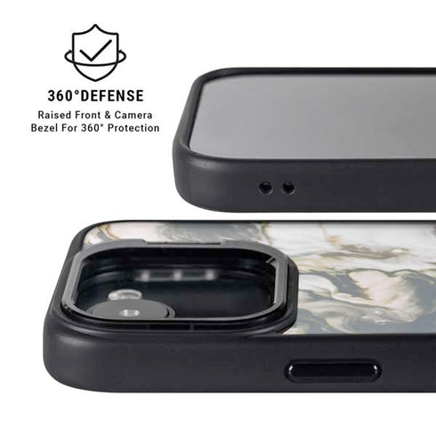 Copper and Black Marble Ink iPhone 16e Kickstand Case