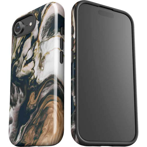 Copper and Black Marble Ink iPhone 16e Impact Case
