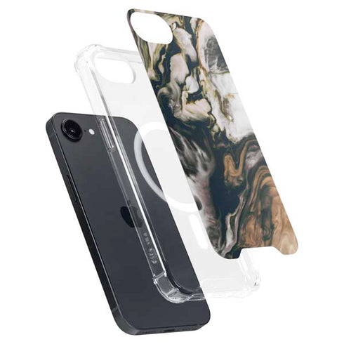 Copper and Black Marble Ink iPhone 16e MagSafe Case