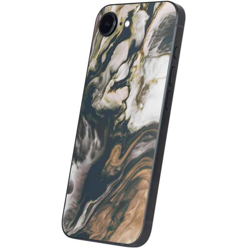 Copper and Black Marble Ink iPhone 16e Skin