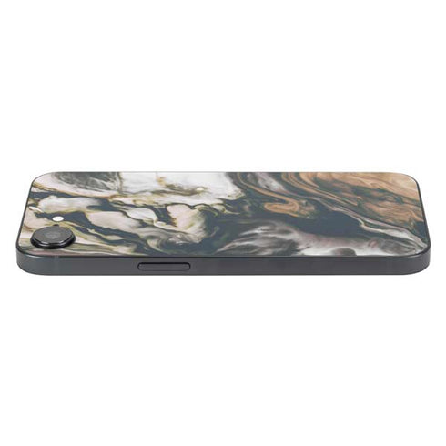 Copper and Black Marble Ink iPhone 16e Skin