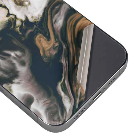 Copper and Black Marble Ink iPhone 16e Skin
