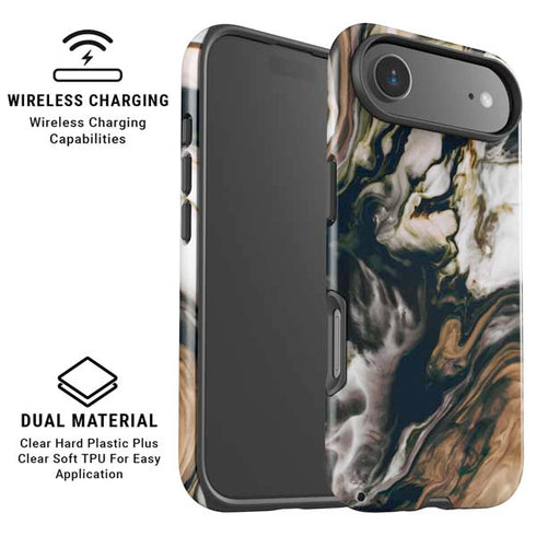 Copper and Black Marble Ink iPhone 17 Air Magsafe Impact Case