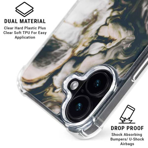 Copper and Black Marble Ink iPhone 17 Clear Case