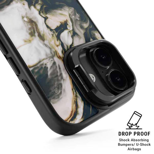 Copper and Black Marble Ink iPhone 17 Kickstand Case