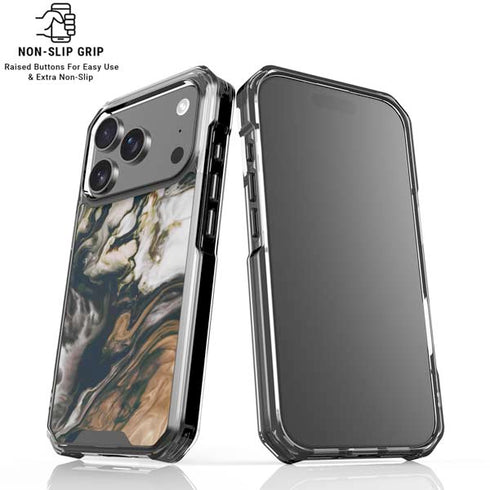 Copper and Black Marble Ink iPhone 17 Pro Clear Case