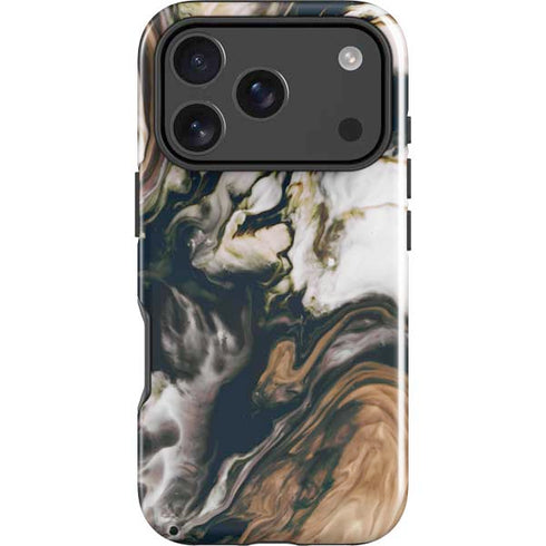 Copper and Black Marble Ink iPhone 17 Pro Impact Case