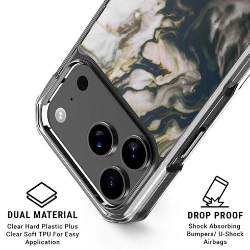 Copper and Black Marble Ink iPhone 17 Pro Max Clear Case
